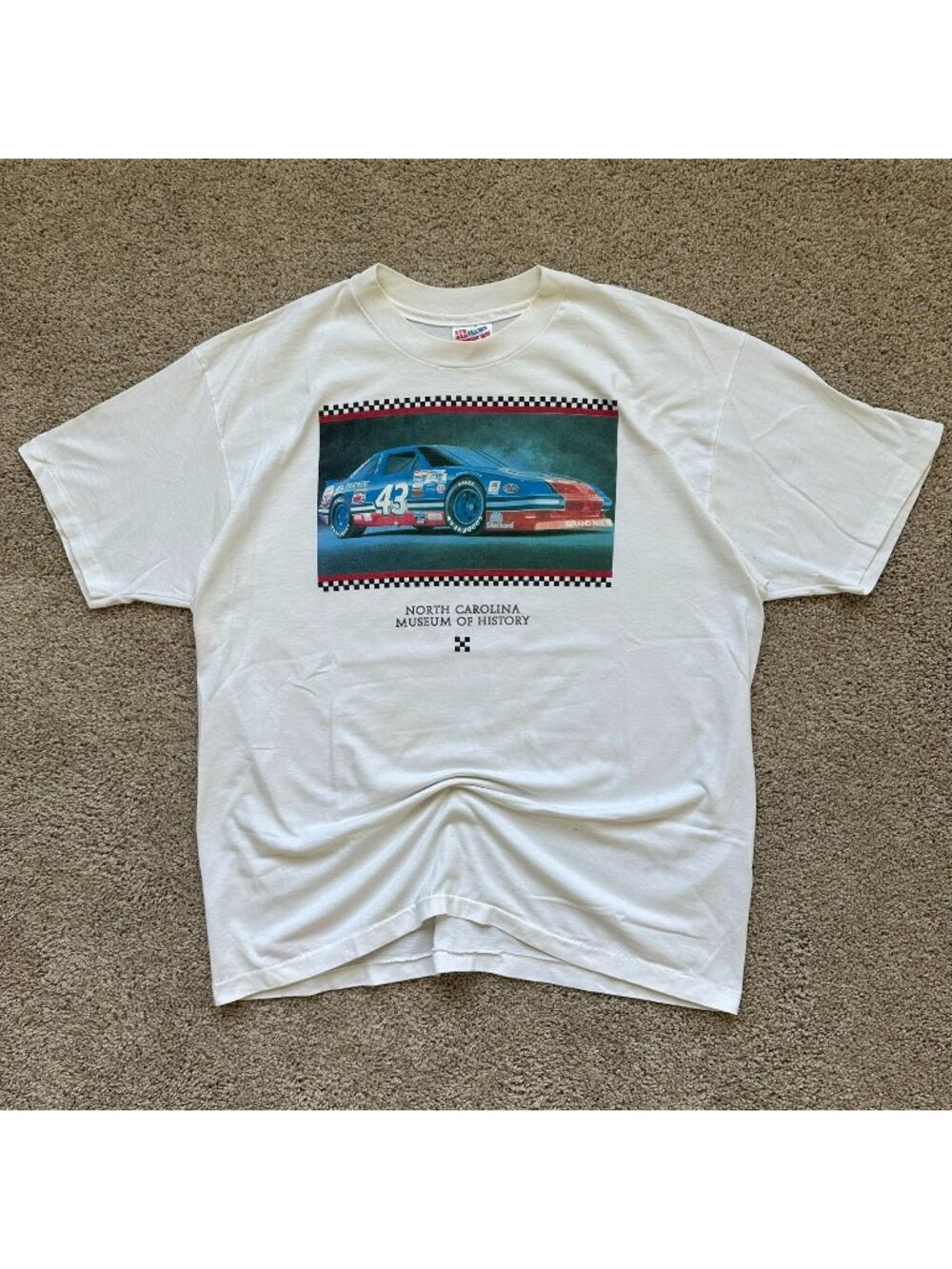 Vintage 90s Richard Petty Racing T-Shirt White XL Single Stitch NASCAR Colorful